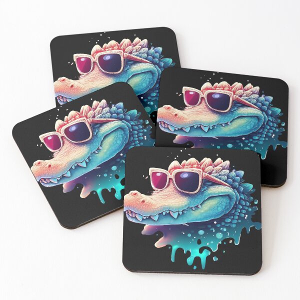 Item preview, Funny cool alligator in sunglasses pastel watercolor splash designed and sold by TomFrontierArt.
