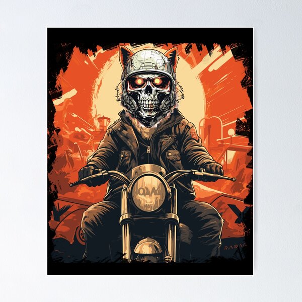 Item preview, Skull fox riding a cafe racer Motocycle event gathering Vintage designed and sold by Easy-Logo.
