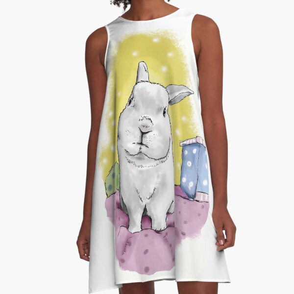 Süßer Hase A-Linien Kleid