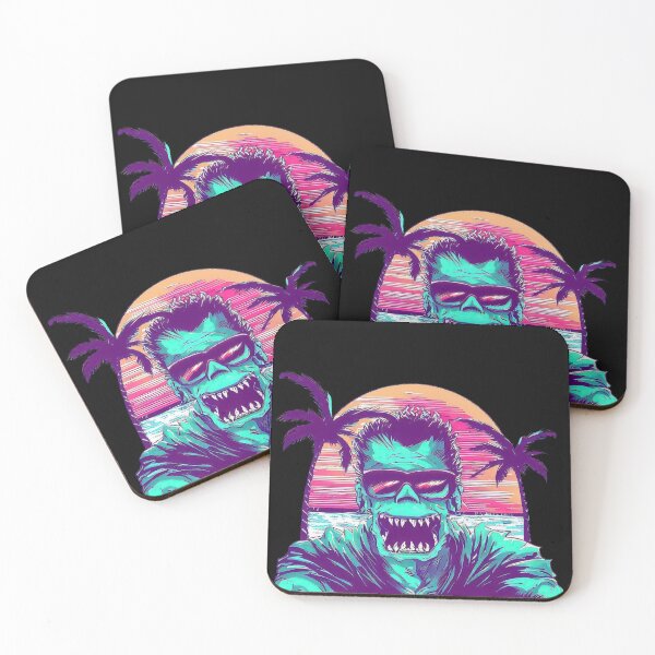 Item preview, 80's retro vaporwave funny franken zombie in sunglasses on palm beach designed and sold by TomFrontierArt.