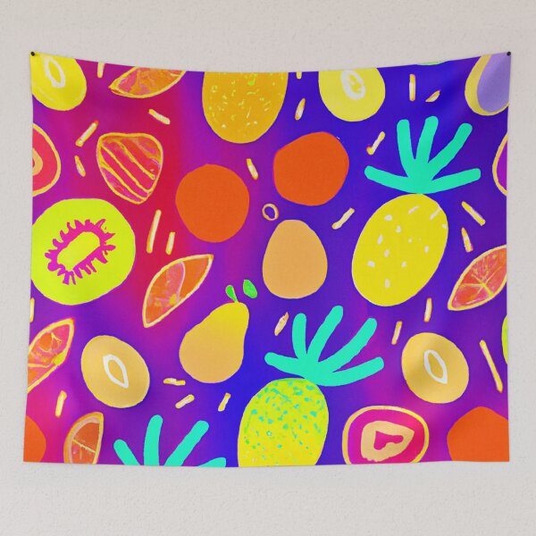 Item preview, Neon Dynamic Fruit Pattern Art designed and sold by Health And Fitness Posts e-Store.