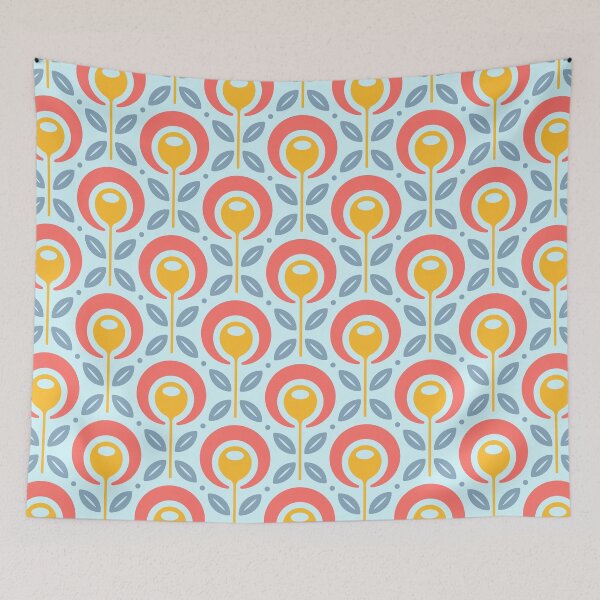 Item preview, KF 0060 C - Retro Vintage Flower Minimalist 70s Modern Geometric Floral Pattern designed and sold by KhakiFinch.