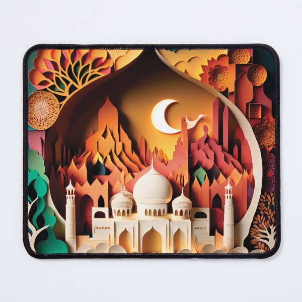 Item preview, taj mahal panoramic view, paper cut style designed and sold by artpapercuts.
