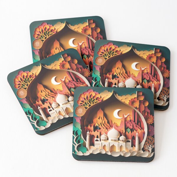 Item preview, taj mahal panoramic view, paper cut style designed and sold by artpapercuts.