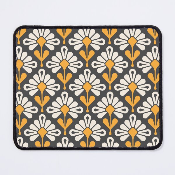 Item preview, KF 0061 F - Retro Vintage Daisy Flower Minimalist 70s Modern Geometric Floral Pattern in Cream and Yellow designed and sold by KhakiFinch.