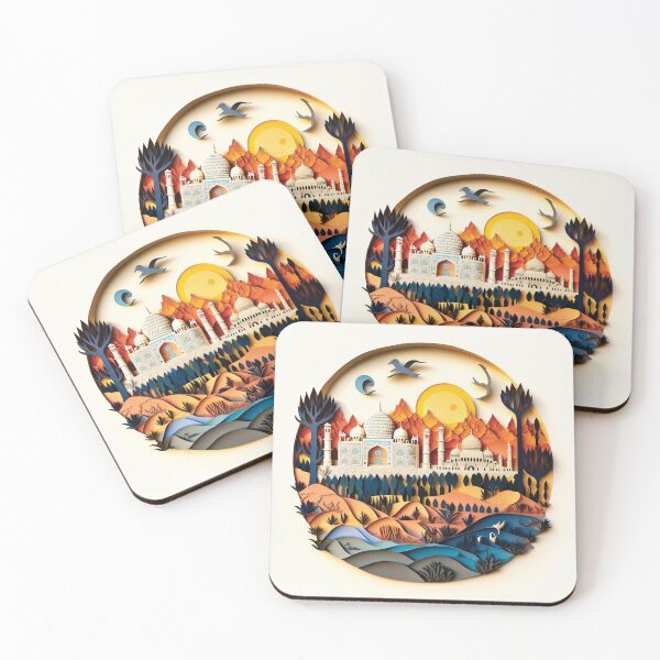 Item preview, taj mahal with beautiful sun in background, paper cut style designed and sold by artpapercuts.