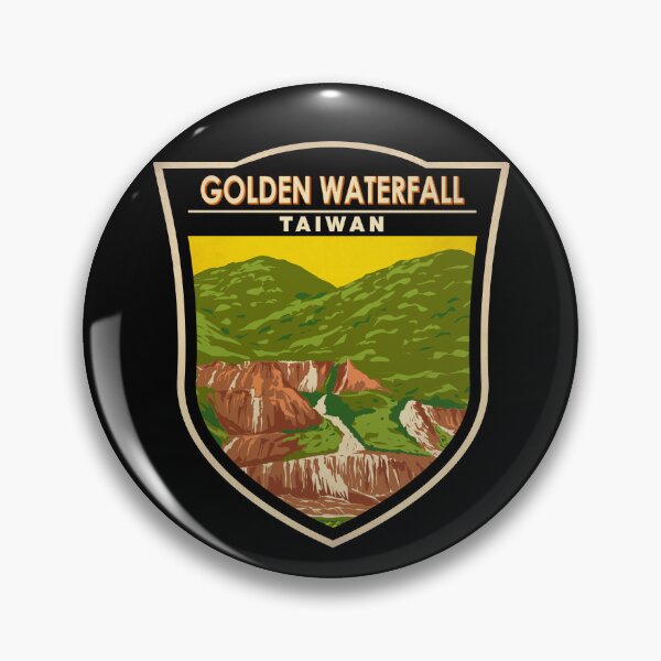 Item preview, Golden Waterfall Taiwan Badge designed and sold by KrisSidDesigns.