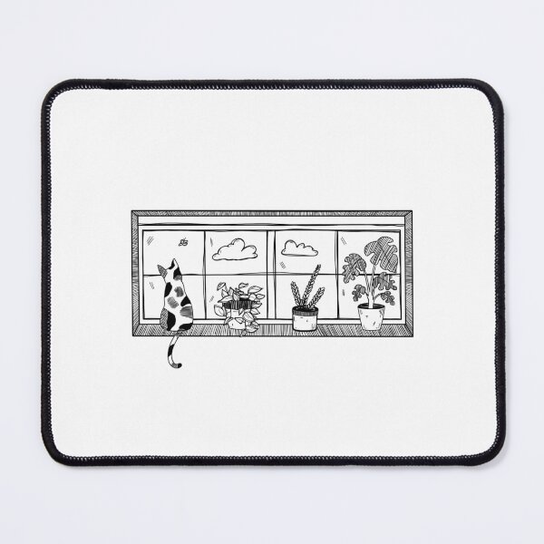 Item preview, Window Sketch Calico Cat Monstera Plant Butterfly designed and sold by KalicoLys.