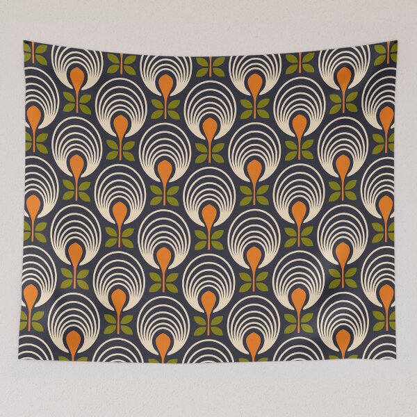 Item preview, KF 0062 C - Retro Vintage Flower Minimalist 70s Modern Geometric Floral Pattern designed and sold by KhakiFinch.