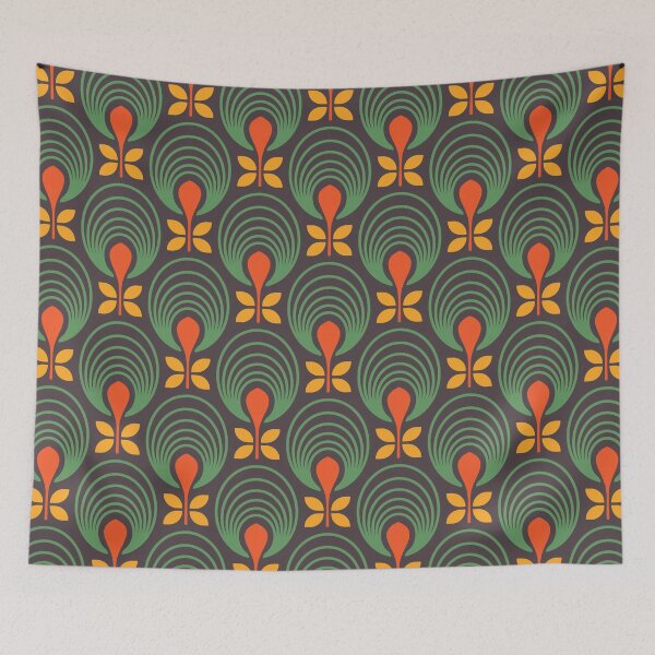 Item preview, KF 0062 D - Retro Vintage Flower Minimalist 70s Modern Geometric Floral Pattern designed and sold by KhakiFinch.