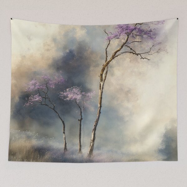 Item preview, Fairytale trees near flowers field designed and sold by SimpleWallArt.