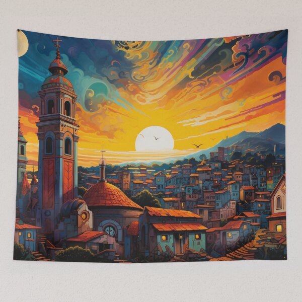 Item preview, A small town in brazil with a church tower designed and sold by isBotStore.