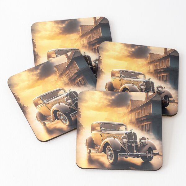 Item preview, Antique car on the street in sunrise designed and sold by SimpleWallArt.