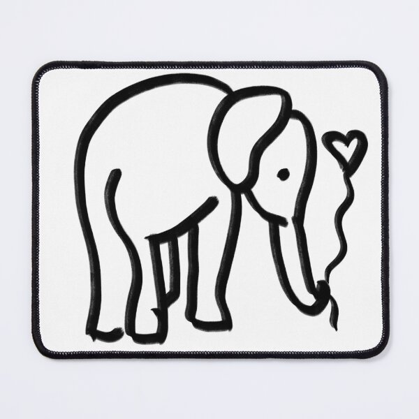Item preview, Elephant Minimalist Black and White, Holding Heart Balloon designed and sold by MariaWorkman.