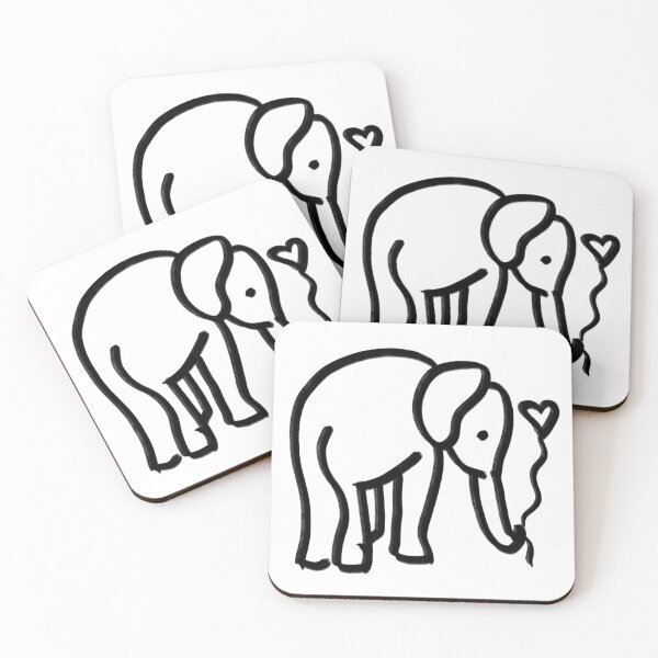 Item preview, Elephant Minimalist Black and White, Holding Heart Balloon designed and sold by MariaWorkman.