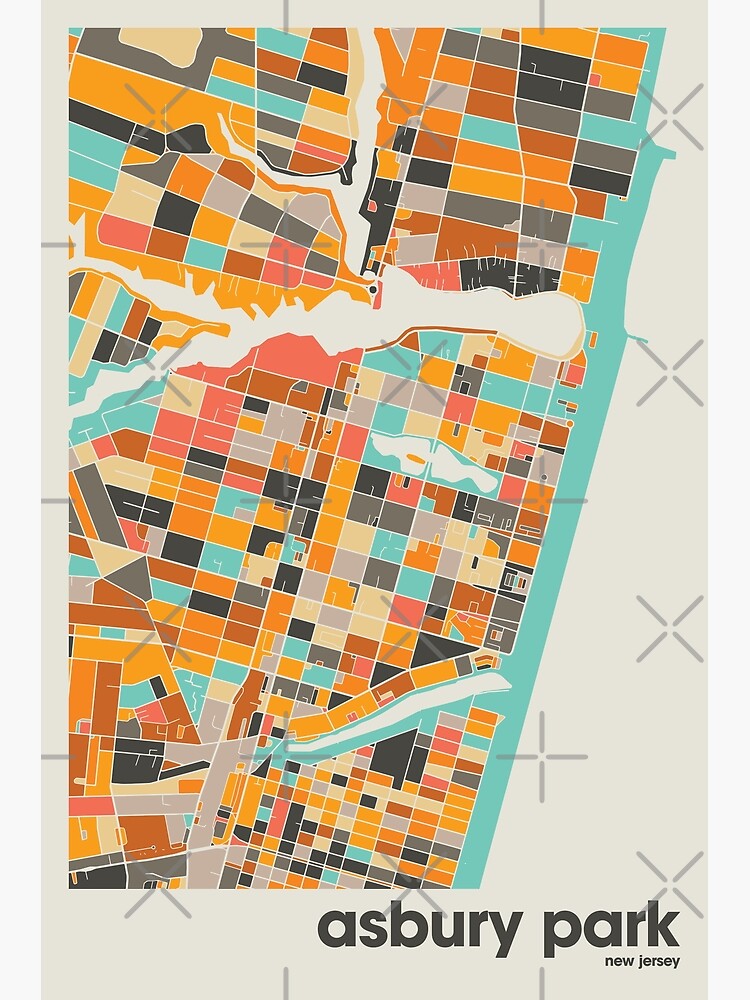 Colorful Map of Asbury Park, New Jersey