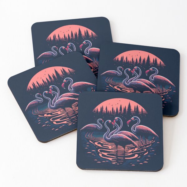 Item preview, Dusk's Ballet: Flamingos' Graceful Wading in a Shimmering Lake designed and sold by DesignArtEmpire.