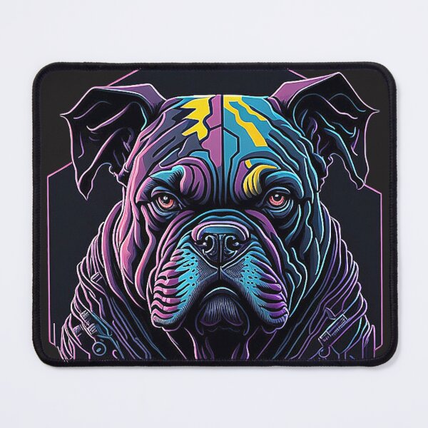 Item preview, Vintage Bulldog: focused portrait in cyberpunk style designed and sold by Minpadesign.