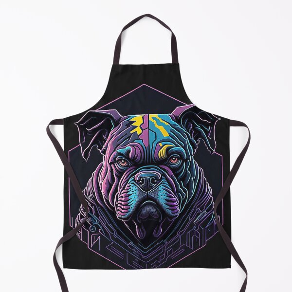 Item preview, Vintage Bulldog: focused portrait in cyberpunk style designed and sold by Minpadesign.