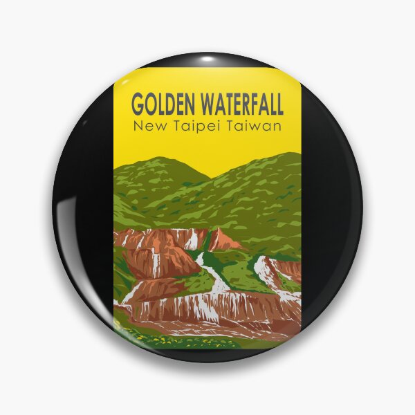 Item preview, Golden Waterfall Taiwan Travel Art Vintage designed and sold by KrisSidDesigns.