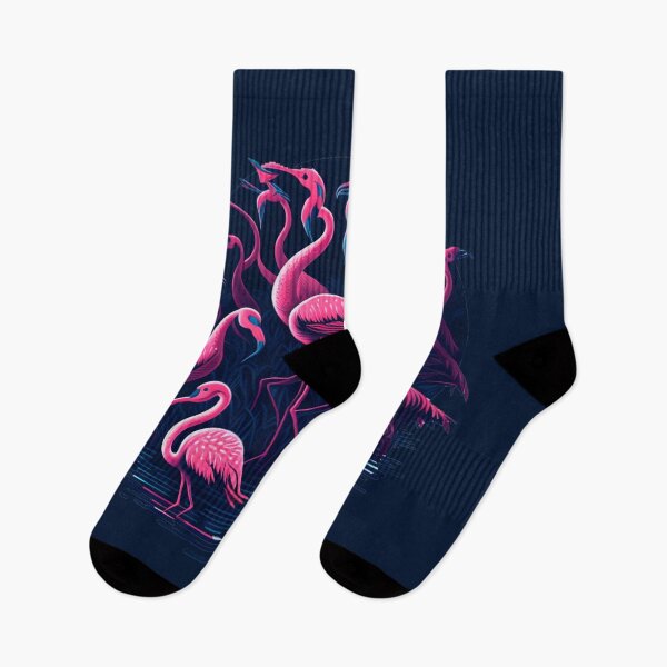 Item preview, Dusk's Silhouette: Flock of Flamingos Amidst a Shimmering Lake designed and sold by DesignArtEmpire.