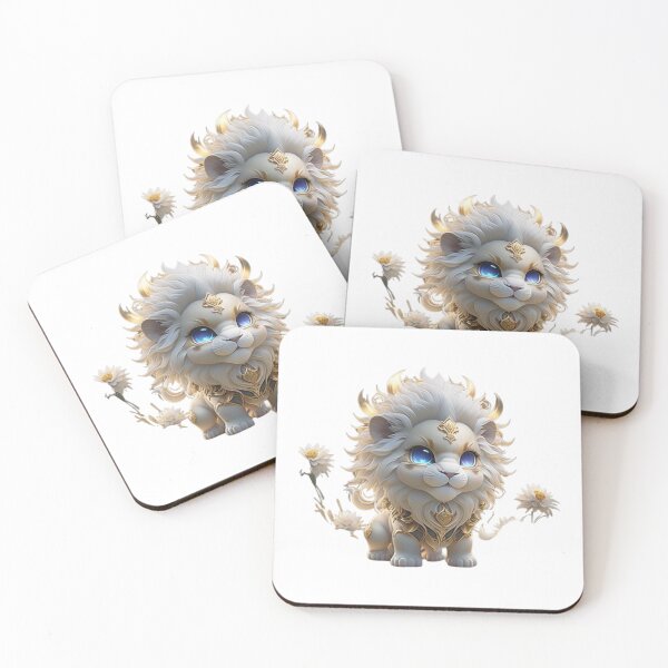 Item preview, white-black-golden-lotus-devout celestial chibi Lion make fascinating smile at us with gentle expression designed and sold by ridhifashion.