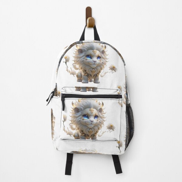 Item preview, white-black-golden-lotus-devout celestial chibi Lion make fascinating smile at us with gentle expression designed and sold by ridhifashion.