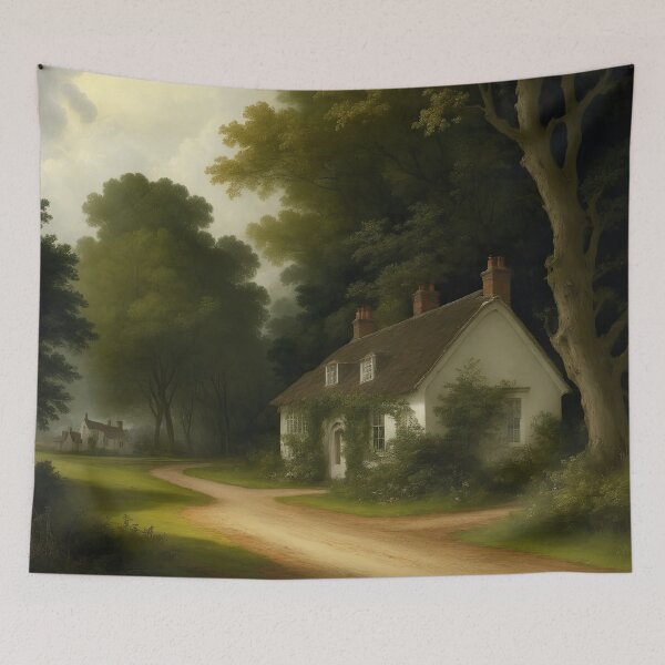 Aperçu de l'œuvre Countryside Cottage Oil Painting créée et vendue par RossWilson12.