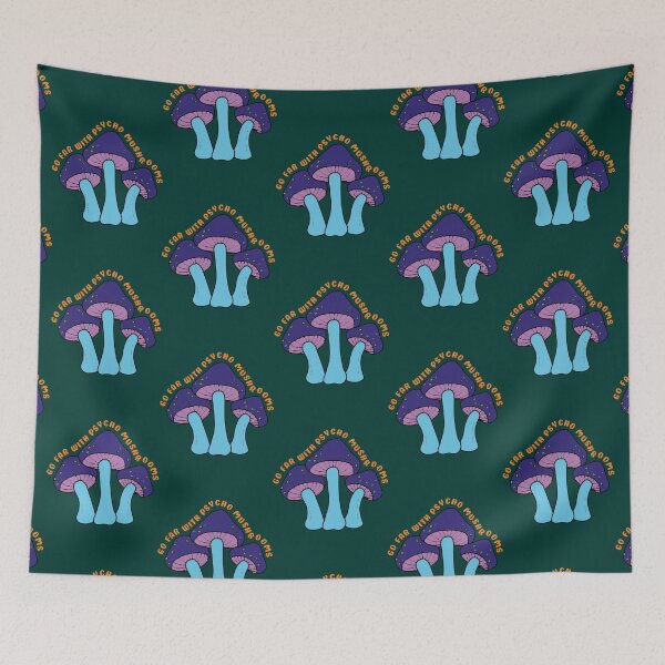 Item preview, Go far with psycho mushrooms in purple and green - Mushrooms puns designed and sold by GwynJohnsonzx.