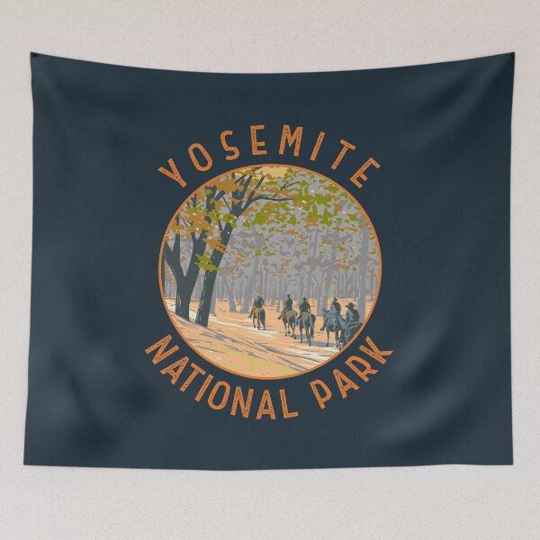 Item preview, Yosemite National Park Horseback Riding Retro Distressed Circle designed and sold by KrisSidDesigns.