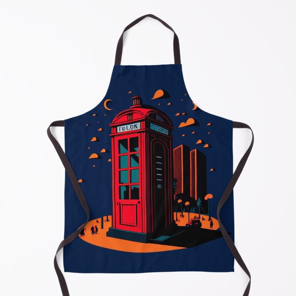 Item preview, Urban Legacy: Classic Phone Booth amidst Bustling Cityscape designed and sold by DesignArtEmpire.