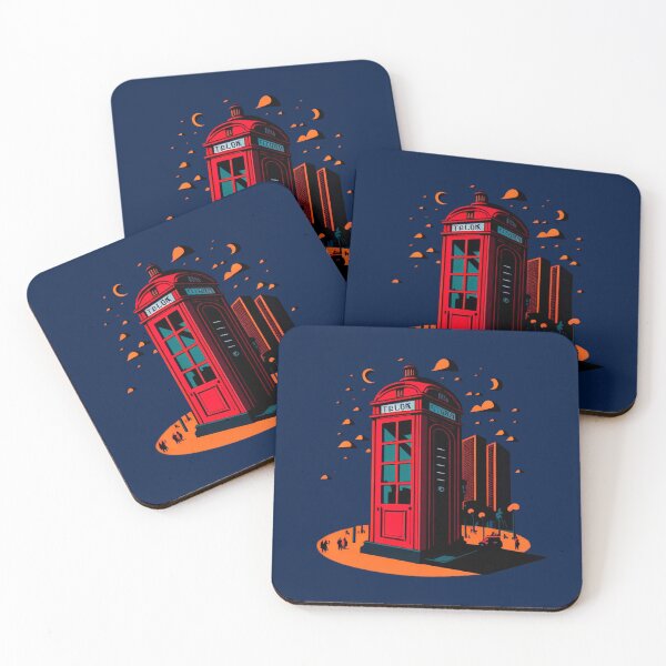Item preview, Urban Legacy: Classic Phone Booth amidst Bustling Cityscape designed and sold by DesignArtEmpire.