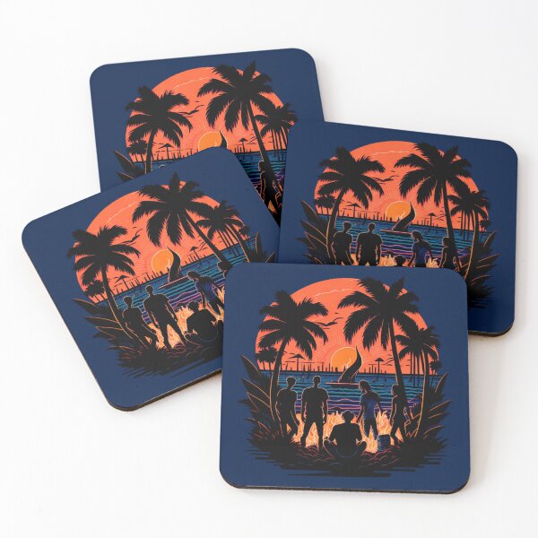 Item preview, Coastal Bonfire Bliss: Friends Embracing Sunset's Warmth Beach designed and sold by DesignArtEmpire.