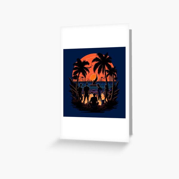 Artikel-Vorschau von Freude am Lagerfeuer an der Küste: Freunde umarmen den warmen Strand des Sonnenuntergangs, designt und verkauft von DesignArtEmpire.