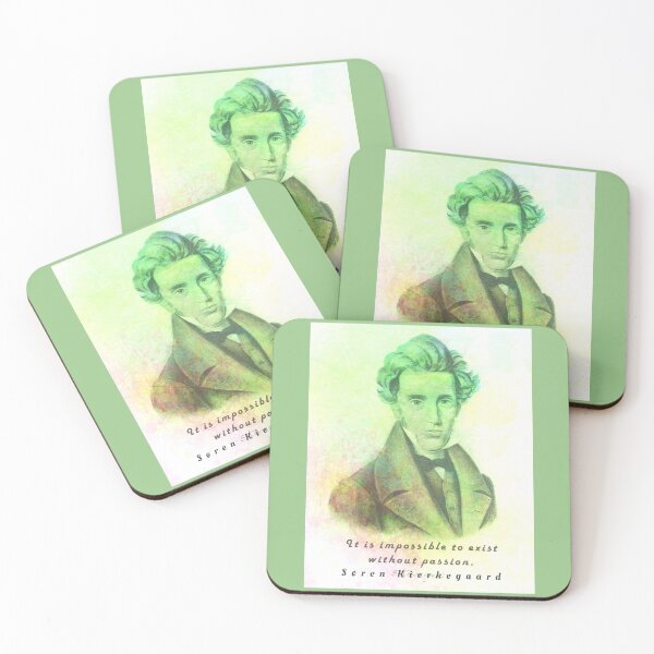 Item preview, Søren Kierkegaard portrait and quote: It is impossible to exist without passion designed and sold by artbleed.