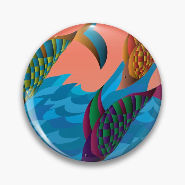 Item preview, Three fish jumping and swimming on waves designed and sold by Bigrow.
