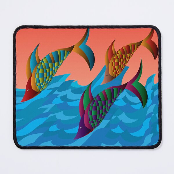 Item preview, Three fish jumping and swimming on waves designed and sold by Bigrow.