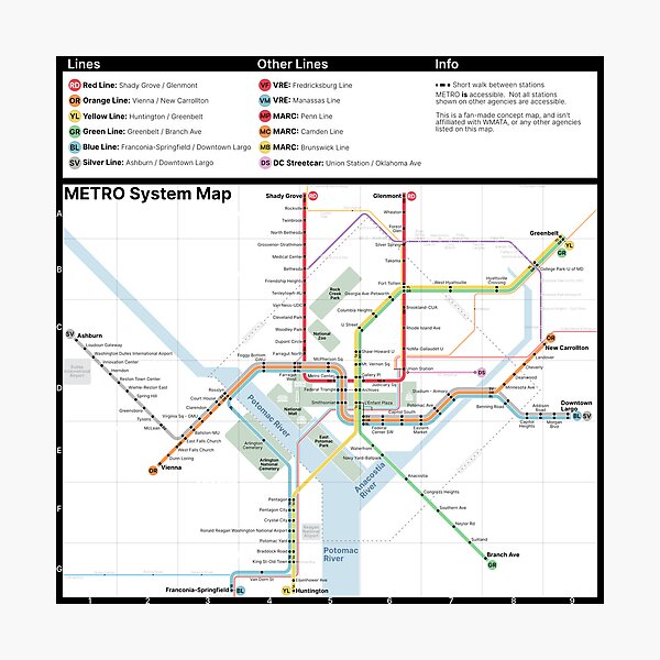Washington DC Metro Map [Light] Photographic Print