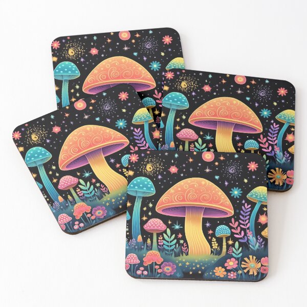 Item preview, Magic mushrooms. Psychedelic hallucination. Vibrant illustration. 60s 70s hippie colorful art. designed and sold by anytka.