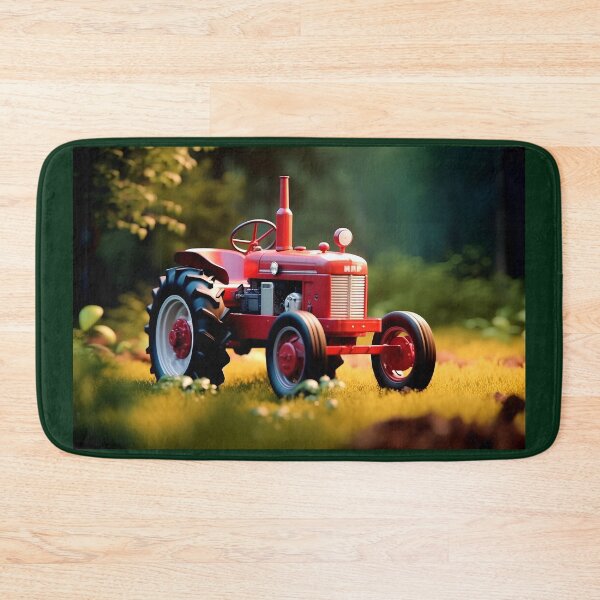 Item preview, Retro old tractor massy red color 3d game, green environment screenshoot, cinematic designed and sold by Gabi.Media.