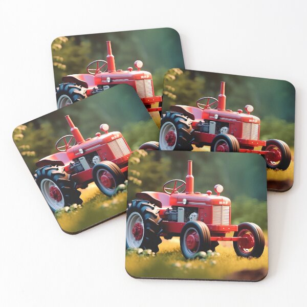 Item preview, Retro old tractor massy red color 3d game, green environment screenshoot, cinematic designed and sold by Gabi.Media.
