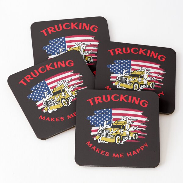 Item preview, American Trucker In Flames Trucking Makes Me Happy GR designed and sold by TeamsterLife.