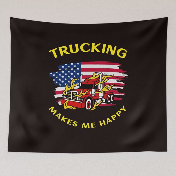 Item preview, American Trucker In Flames Trucking Makes Me Happy RY designed and sold by TeamsterLife.