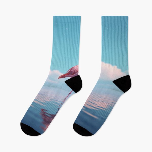 Item preview, One flamingo standing peacefully alone in the water by cloudy sunset. designed and sold by anytka.