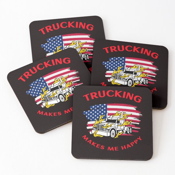 Item preview, American Trucker In Flames Trucking Makes Me Happy WY designed and sold by TeamsterLife.