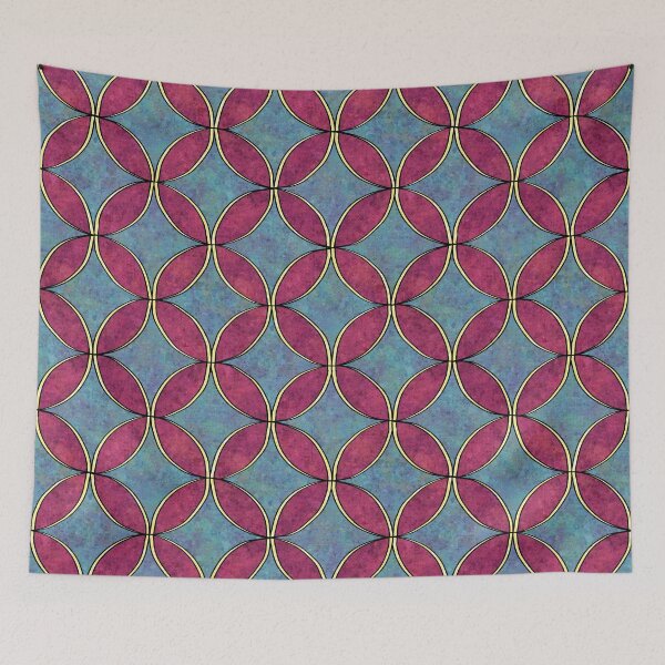 Item preview, Geometric circles hand-drawn pattern, blue and pink designed and sold by NadiaChevrel.