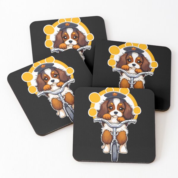 Item preview, Bike Buddies - Charming Cavalier King Charles Spaniel Pedaling Along designed and sold by Mechanical-Artt.