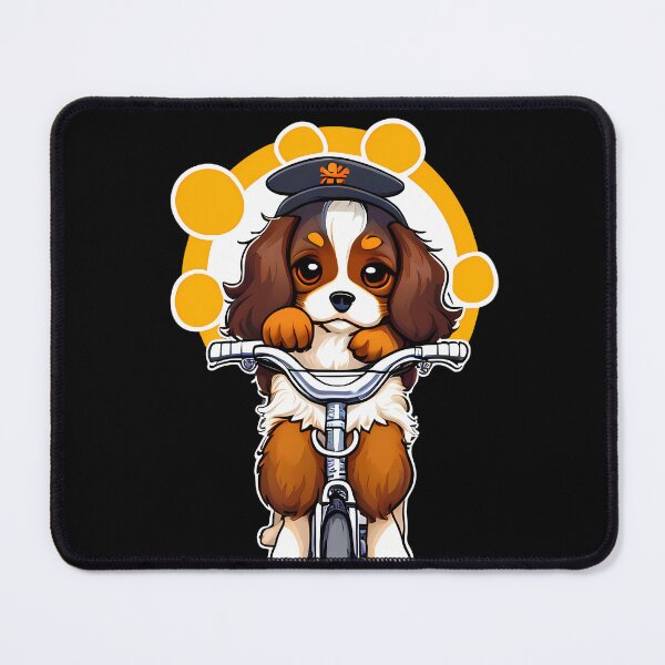 Item preview, Bike Buddies - Charming Cavalier King Charles Spaniel Pedaling Along designed and sold by Mechanical-Artt.