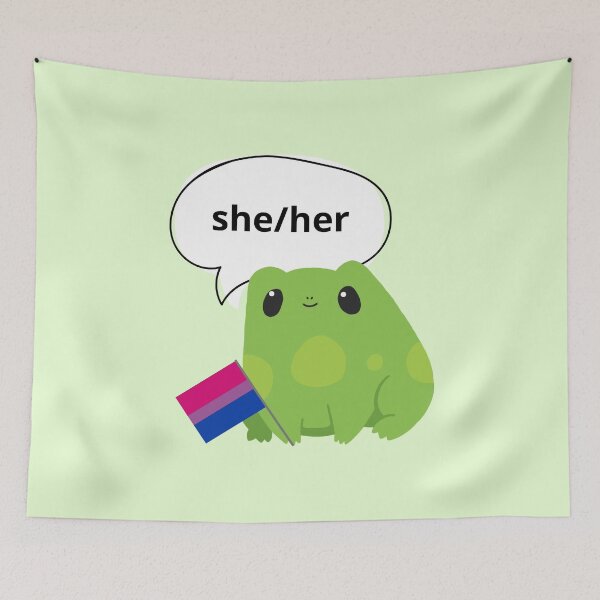 Item preview, Frog Bisexual She/Her Pronoun designed and sold by Furia LGBTQ+ Accessories.