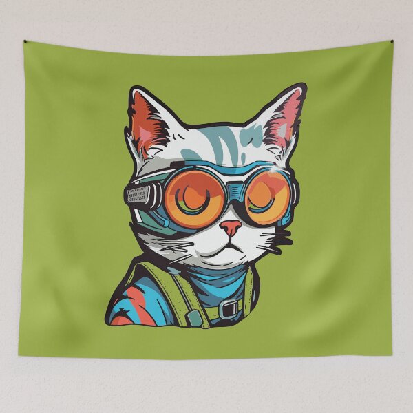 Item preview, Futuristic Multicolor Cats #23 sleepy cat designed and sold by SOVISART.